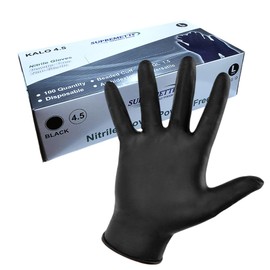 Supreme TTF Black Nitrile Disposable Gloves Non Latex Powder Free 100 Gloves Per Box (Black, Large [Size 9])