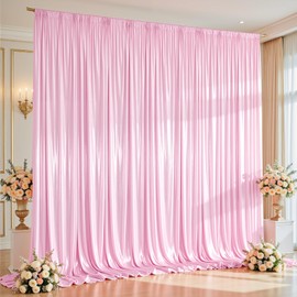 10x10 ft Pink Glitter Backdrop Curtain or Parties, Wrinkle Free Glitter Photo Backdrop Drapes 2 Panels 5x10FT Shimmer Back Drop Cloth for Baby Shower Wedding Birthday Photography Background Decor