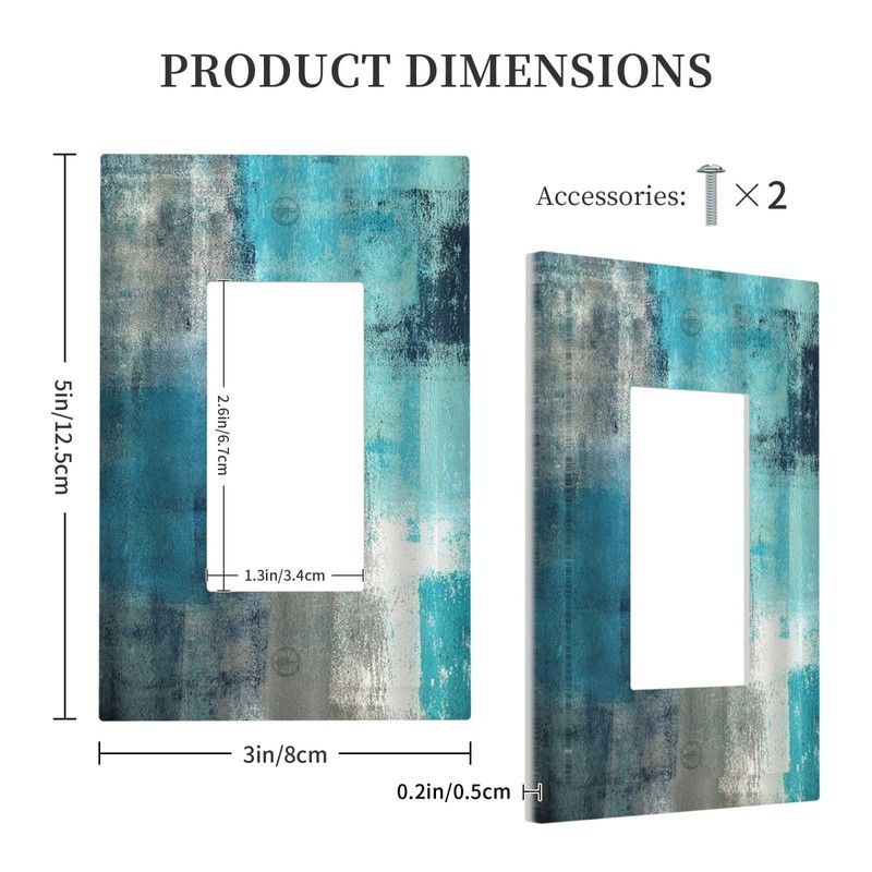 Art Turquoise Blue and Grey Paint Single Rocker Outlet Wall