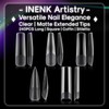 INENK No C Curve XXL Stiletto Nail Tips, Half Matte