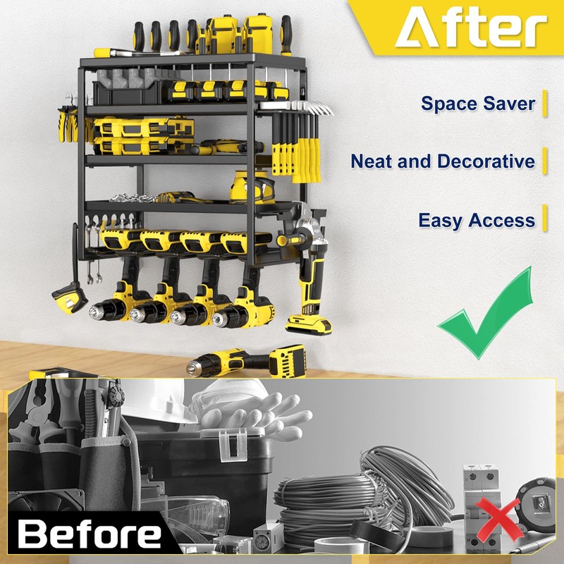 jsyonii Power Tool Organizer, 5 Layer Drill Holders Wall Mount,