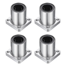 sourcing map LMK20UU Linear Ball Bearings 20mm Bore 32mm OD 42mm Length Square Flange Steel Cage for CNC Machine 3D Printer