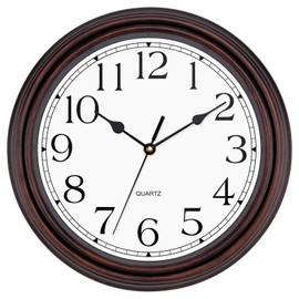 Foxtop 12 Inch Wall Clocks Battery Operated Silent Non-Ticking Classic Vintage Retro Wall Clock Decorative for Office Living Room Kitchen Home (Bronze)