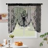 NewWPKIRA 1 Panel Black Floral Embroidery Sheer Lace Curtain Valance