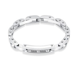 Oinsi Men's Motorcycle Chain Bracelet Stainless Steel Memorial Ashes Keepsake Urn Bracelet with Screw, Customize, Stainless Steel, zircon gemstone