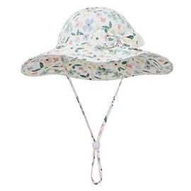 YMYDYFC Baby Girl Sun Hat Summer Beach Hats with UPF 50+ Toddler Infant with Wide Brim Strap Outdoor Bucket Hat