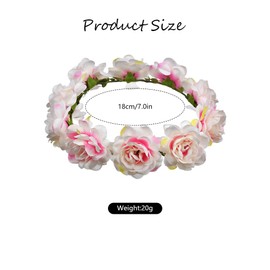 TTPSRY Flower Wreath Hair Flower Wreath Artificial Flowers Crown Bridal Bohemian Floral Garland Headband Hair Band for Birthday Party Wedding Bride and Bridesmaid (Pink)