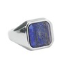 Herren Ring Silber, Edelstahl Männer Ringe 22MM Breiter Siegelring Lapislazuli