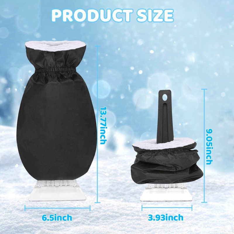 WEINIBAO Car Ice Scraper with Glove, Reusable Ice Scraper with