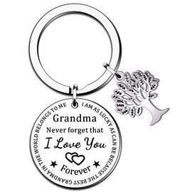SMARGO Grandma Keyring Best Grandma Mother's Day Birthday Gifts From Grandchildren Granddaughter Grandson I Am As Lucky As Can Be The Best Grandma In The World Belongs To Me