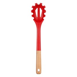Silicone Pasta Fork, Kitchen Heat Resistant Noodle Spoon Server, BPA Free Spaghetti Strainer,12.8 inch (RED)