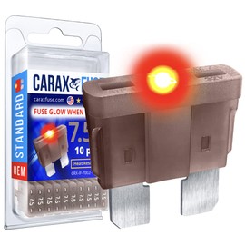 CARAX Glow Fuse – Premium Fuse Standard/Regular Blade ATC/ATO/ATS – 7.5A Kit 10 pcs – Glow When Blown LED Automotive Fuse – Smart Auto Glow Fuse Easy Identification – 10 pcs.