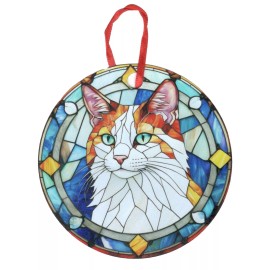 Gulf Coast Laser Graphics Turkish Van Cat 2 Blue Background Holographic Ornament