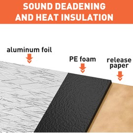 Halero 197mil 10.76 sqft Sound Deadener for Car 5mm Aluminum Foil Sound Deadening Mat Noise and Heat Insulation Shield Mat for Car Hood,Celling,Door ect(10PCS)