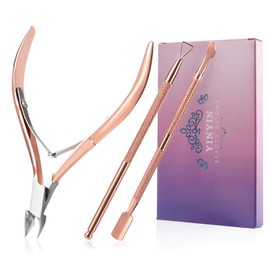 YINYIN Cuticle Trimmer with Cuticle Pusher and Cutter,YINYIN Cuticle Remover Cutter Nipper Clippers Durable Pedicure Manicure Tools for Fingernails and Toenails(D501-RoseGold)