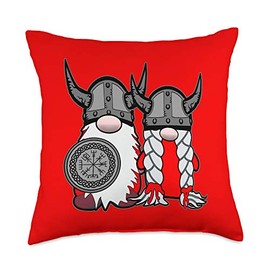 Nordic Emporium Cute Nordic Gnome Viking Tomte Couple Scandinavian Nisse Throw Pillow, 18x18, Multicolor