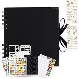 KASZOO 21 x 21 cm DIY Photo Album 80 Black Pages Can Be Used as a Graduation Gift, Birthday Gift, Wedding Anniversary Gift