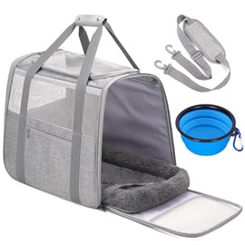JUNGYOON - Transportador para gatos, suave para gatos grandes y medianos y cachorros de hasta 15 libras, aprobado por aerolínea con hebilla de segurid