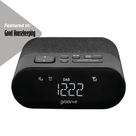 Groov-e Roma DAB & FM Clock Radio - Alarm Clock with USB Charging Port - LED Display - Mains Operated - Portable Radio - 40 Preset Stations - Black