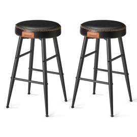 VASAGLE EKHO Collection - Bar Stools Set of 2, Counter Height Bar Stools, Kitchen Counter Stools, Mid-Century Modern Backless Counter Stools, 24.8-Inch Tall, Kitchen Island Home Bar, Ink Black