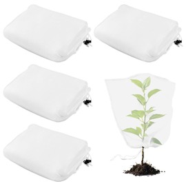 4Pcs Reusable Garden Netting with Adjustable Drawstring, 360° Bird Barrier Mesh, Breathable Mesh Plant Covers for Tomatoes, Blueberries & Potted Fruits(Size:39x59in)