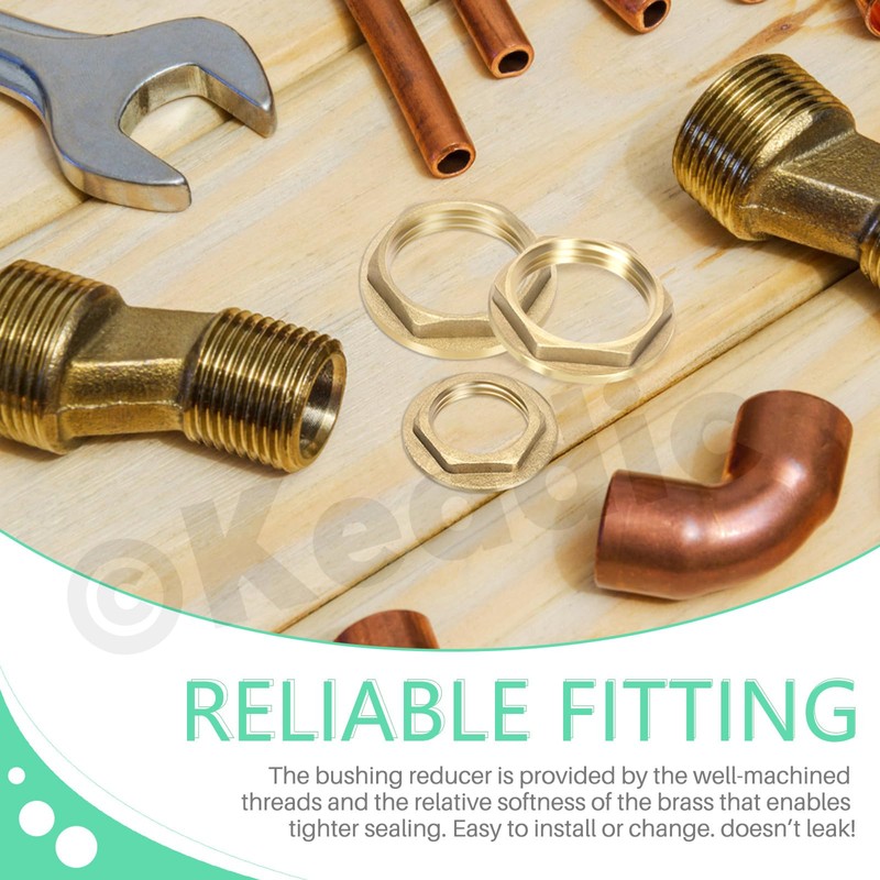 Keadic 6Pcs G1 G1/2 G3/4 Brass Lock Nut with Flange