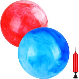 GCQJOQ 2 Pcs Inflatable Playground Balls for Kids 9 Inch Marbleized Bouncy Balls for Giant Dodgeballs Beach Rubber Kickballs Water Balls Indoor Outdoor Balls