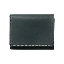British Green Men's Tri-Fold Wallet, Ultra Small Wallet, Mini Wallet, Bridle Leather, Wallet, green