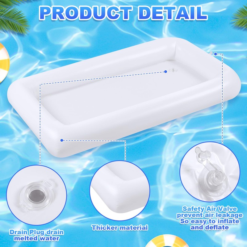 Leitee 8 Pack Inflatable Ice Serving Bars for Food, Table