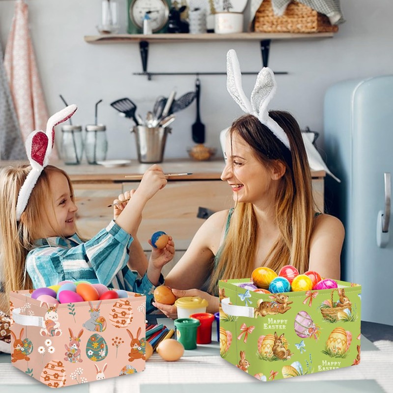 FXOLCSHE Rectangular easter Basket, Waterproof collapsible laundry basket For office,