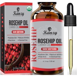 KANZY HAIR AND BEAUTY Kanzy Rosehip Oil for Face 120ml Rosehip Oil Organic Cold Pressed Rose Hip Oil for Face 100% Pure Vegan Cruelty Free for Skin, Hair, Nails, and Body for Nourishment, Dryness, Fine lines and Scars