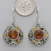 Amber America Multi-Color BALTIC AMBER Round Earrings 925 STERLING SILVER