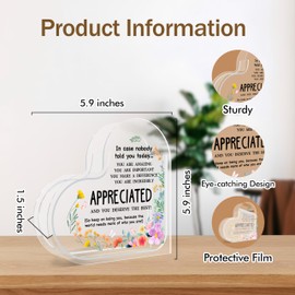 Beshoul Appreciation Gifts Heart Flower Vase, Acrylic Thank You Gifts for Women Boss Friends, Floral Coworker Vase Decor for Home, Office, Bedroom-D18