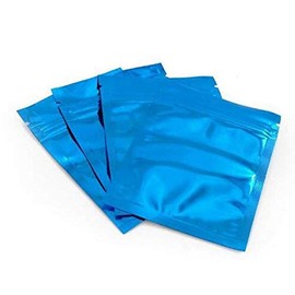 100PCS 3''x2.6'' Vacuum Sealer Aluminum Foil Packaging Bags Mylar Zip Heat Seal Bags Safe Food Storage Smell Proof Product Packaging Reusable Durable Survivalist Baggies Sealing Sample Giveaway Wrapping Food Storage Tea Candy Foil Pack (Blue)