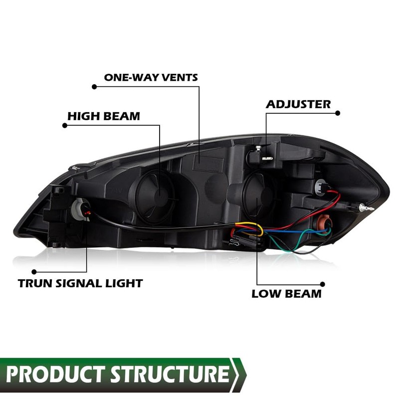 LQI LED DRL Headlight Compatible with Chevy Impala 2006-2013 /Fit
