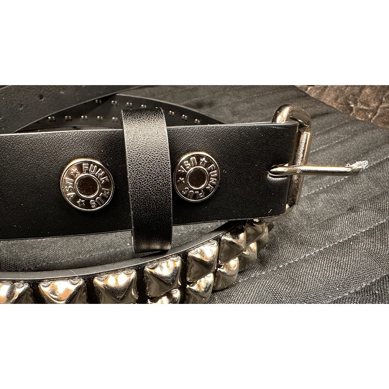 Two Row Pyramid Stud Belt Made In USA Genuine Leather