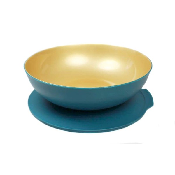Tupperware Allegra 1.5 L Turquoise Green Gold Bowl Serving Bowl