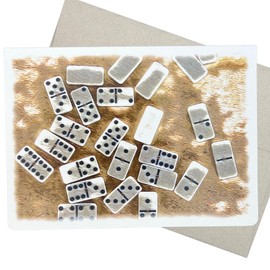 Dominoes Greeting Card with Envelope (7X5 Inches and Blank Inside for All Occasions) For Birthday, Thinking of You, and Get Well Soon Wishes - 216