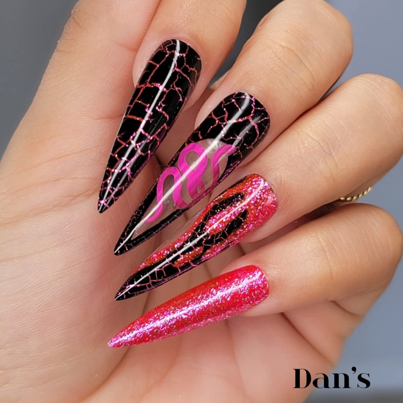 Dan's Nails Red Platinum Glitter Gel Polish