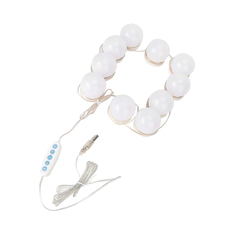 10Pcs USB LED 5 Color Temperature Light Bulb for Makeup