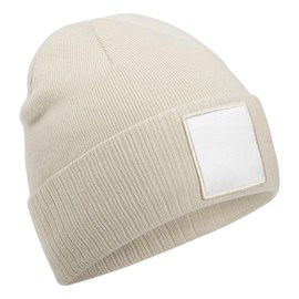 Beechfield B337 Appliqué Patch Beanie, Haferflockenweiß, Einheitsgröße