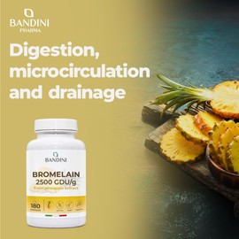 BANDINI Bandini? Bromelain 180 Capsules 1000mg | 2500GDU High Strength Digestive Enzyme Supplement | 180 Vegan Capsules
