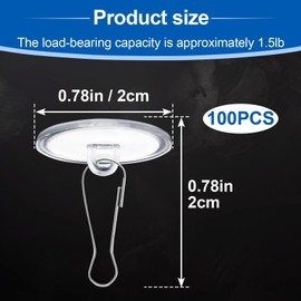 PAGOW 100 Pcs Self-Adhesive Ceiling Hooks, Sticky Ceiling Discs with Metal Hooks Without Damage, No-Drill Transparent Wall Hanger, Removable Wall Hook for Christams Wedding Birthday Decorations