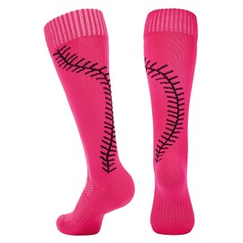 Softball Baseball Socks for Women Girls Youth Multi-sport Athletic Socks Neon Pink Small