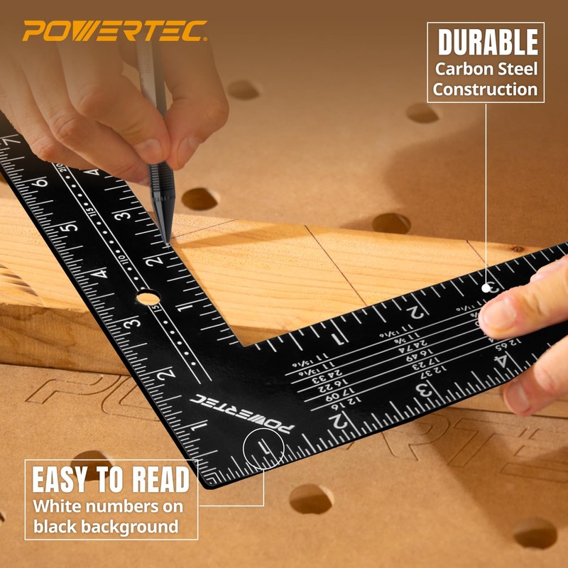 POWERTEC Framing Square, 16 x 24 Inch Steel Carpenter Square
