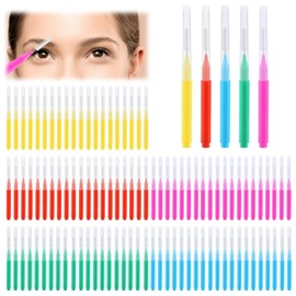 100pcs Micro Eyebrow Brushes, Potable Micro Lash Brush with Cap, Eyebrow Spoolies Eyebrow Lamination Brush Brow Lamination Brush Tool for Eyelash Eyebrow Lift Extensions Tool (5 Colors)