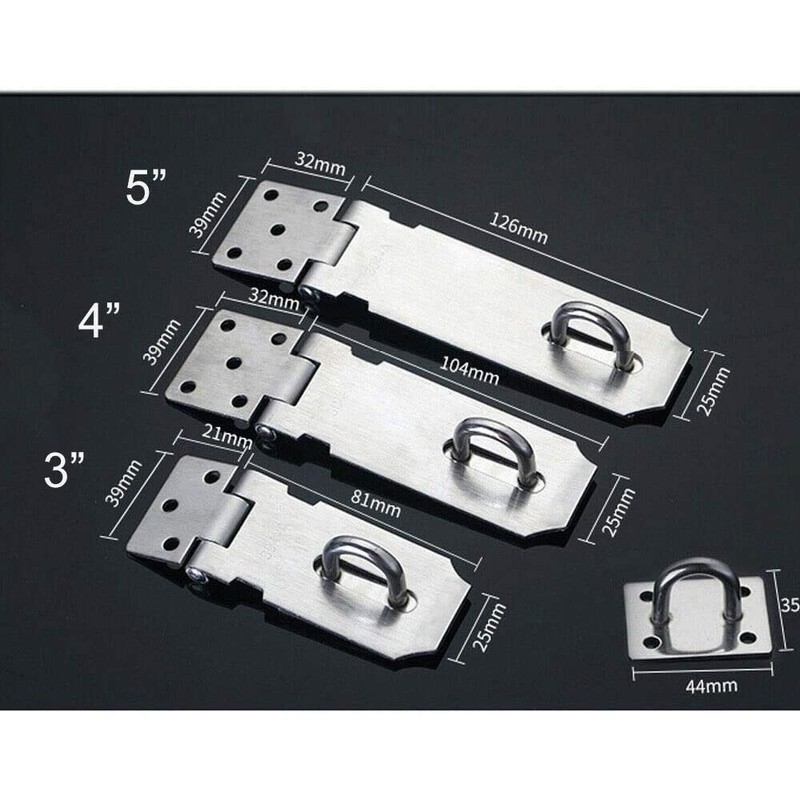 2Pcs 4" Black Heavy Duty Secure Door Latch Hasp and