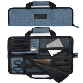 Asaya Chef Knife Roll Bag - 12 Pockets for Knives and Kitchen Utensils - Lightweight, Durable, and Stain Resistant Nylon - Perfect for the Traveling Chef - Knives not Included