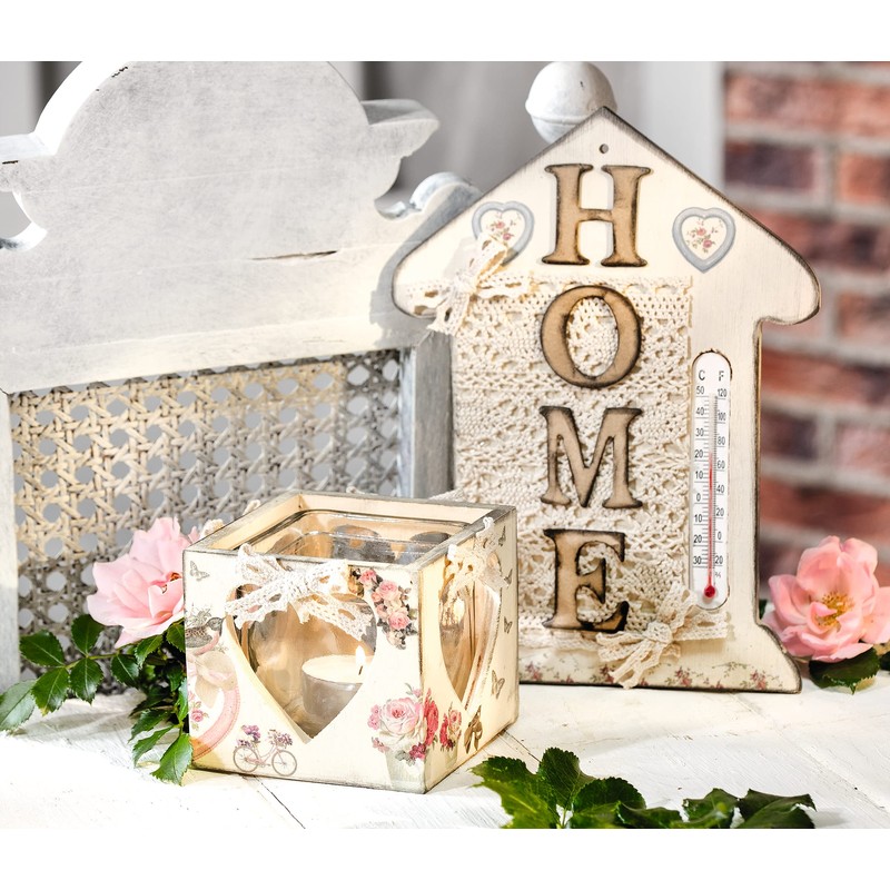 Wall Thermometer "House", Made of Raw Wood