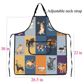 Dog Grooming Apron with Pockets Dog Grooming Waterproof Apron Dog Lovers Gifts for Groomer Dog Baking Gardening Grilling Apron